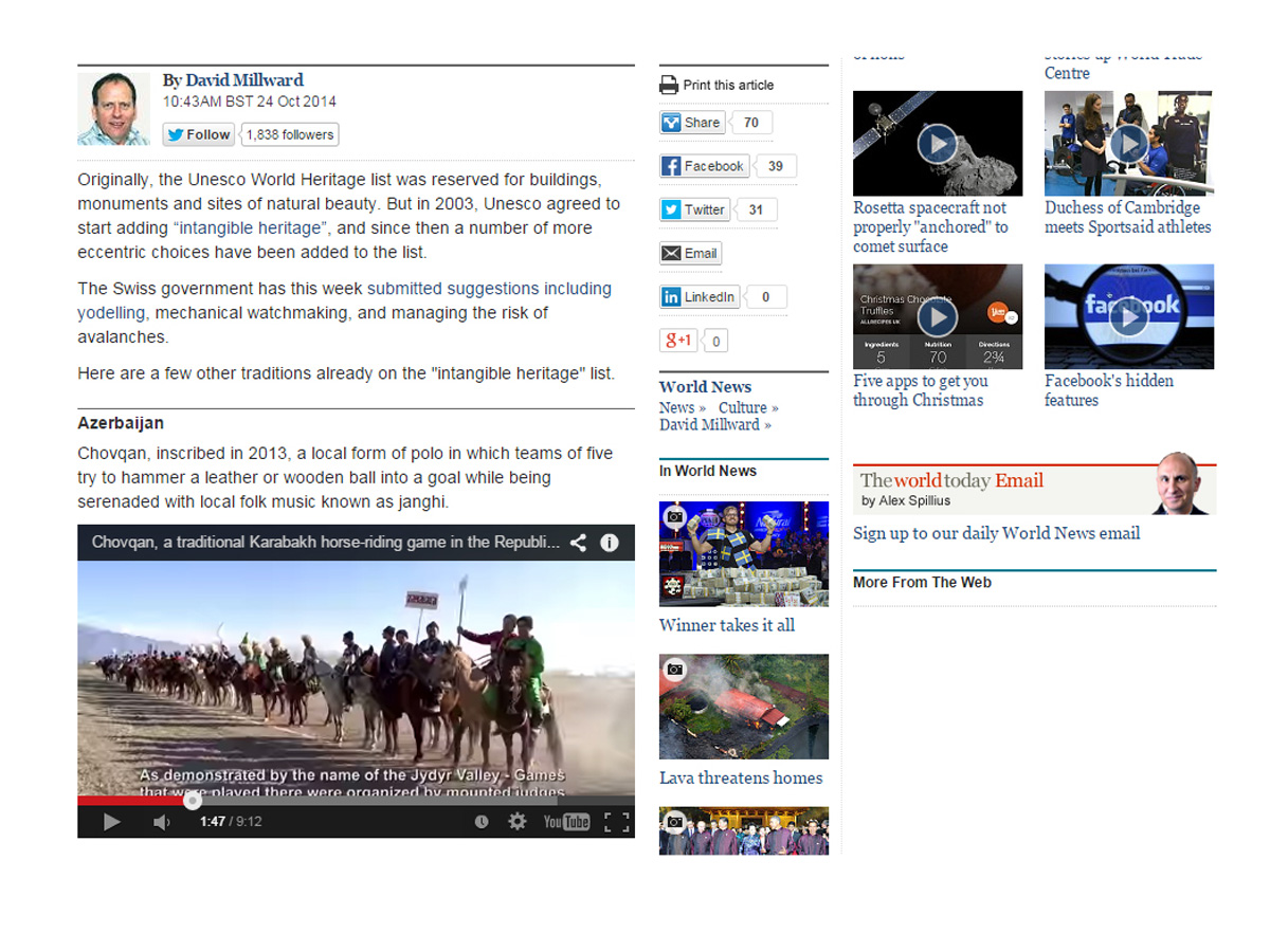 Британское издание “The Telegraph” представило репортаж о древней азербайджанской игре "Човган" (ФОТО)