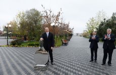 Президент Ильхам Алиев принял участие в церемонии подачи питьевой воды в город Сабирабад