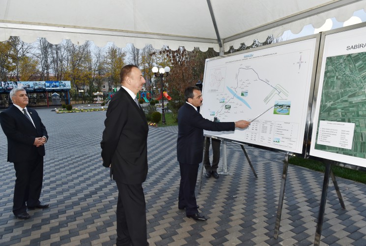 Президент Ильхам Алиев принял участие в церемонии подачи питьевой воды в город Сабирабад