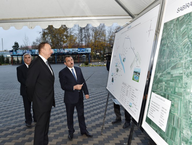 Президент Ильхам Алиев принял участие в церемонии подачи питьевой воды в город Сабирабад