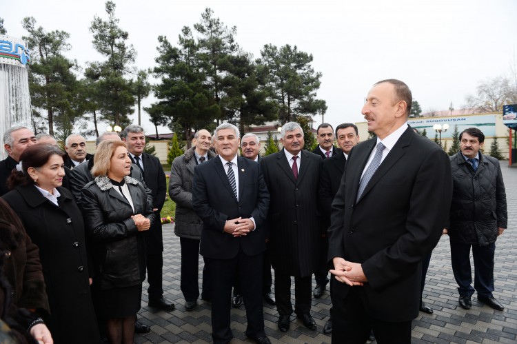 Президент Ильхам Алиев принял участие в церемонии подачи питьевой воды в город Сабирабад