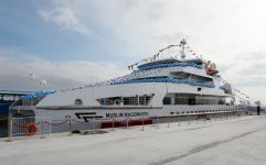 Президент Азербайджана и его супруга приняли участие в церемонии сдачи в эксплуатацию корабля «Муслим Магомаев» (версия 2) (ФОТО)