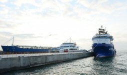 Президент Азербайджана и его супруга приняли участие в церемонии сдачи в эксплуатацию корабля «Муслим Магомаев» (версия 2) (ФОТО)