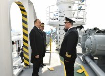 Президент Азербайджана и его супруга приняли участие в церемонии сдачи в эксплуатацию корабля «Муслим Магомаев» (версия 2) (ФОТО)