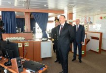 Президент Азербайджана и его супруга приняли участие в церемонии сдачи в эксплуатацию корабля «Муслим Магомаев» (версия 2) (ФОТО)
