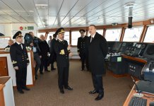 Президент Азербайджана и его супруга приняли участие в церемонии сдачи в эксплуатацию корабля «Муслим Магомаев» (версия 2) (ФОТО)