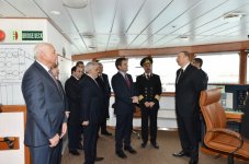 Президент Азербайджана и его супруга приняли участие в церемонии сдачи в эксплуатацию корабля «Муслим Магомаев» (версия 2) (ФОТО)
