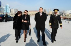 Президент Азербайджана и его супруга приняли участие в церемонии сдачи в эксплуатацию корабля «Муслим Магомаев» (версия 2) (ФОТО)