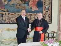 Президент Ильхам Алиев и его супруга встретились с госсекретарем Ватикана в расширенном составе (ФОТО)