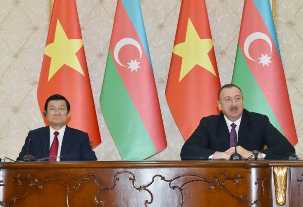 Президенты Азербайджана и Вьетнама выступили с совместным заявлением для прессы (ФОТО)