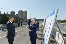 Президент Ильхам Алиев принял участие в открытии моста и дороги в Баку (ФОТО)