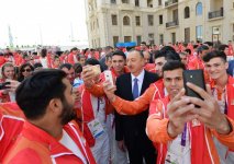 Президент Ильхам Алиев и его супруга встретились со спортсменами, которые представят Азербайджан на первых Европейских играх (ФОТО)