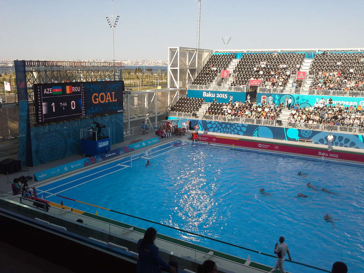 Начался матч по водному поло между сборными Азербайджана и Румынии (ФОТО)