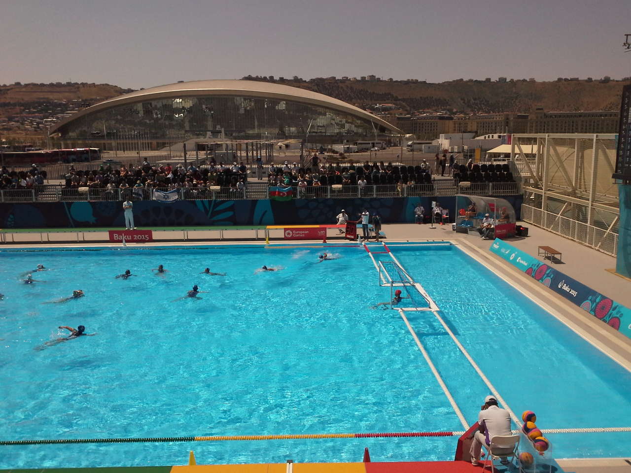 Начался матч по водному поло между сборными Азербайджана и Румынии (ФОТО)