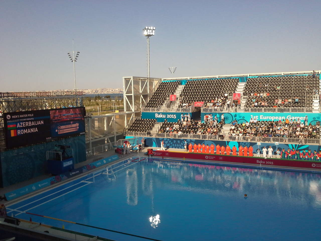 Начался матч по водному поло между сборными Азербайджана и Румынии (ФОТО)