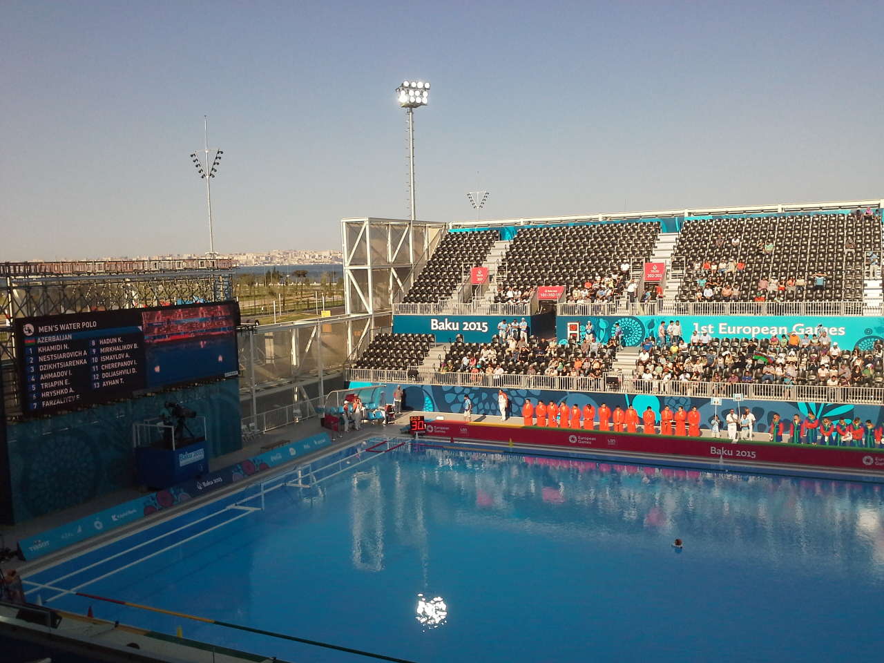 Начался матч по водному поло между сборными Азербайджана и Румынии (ФОТО)