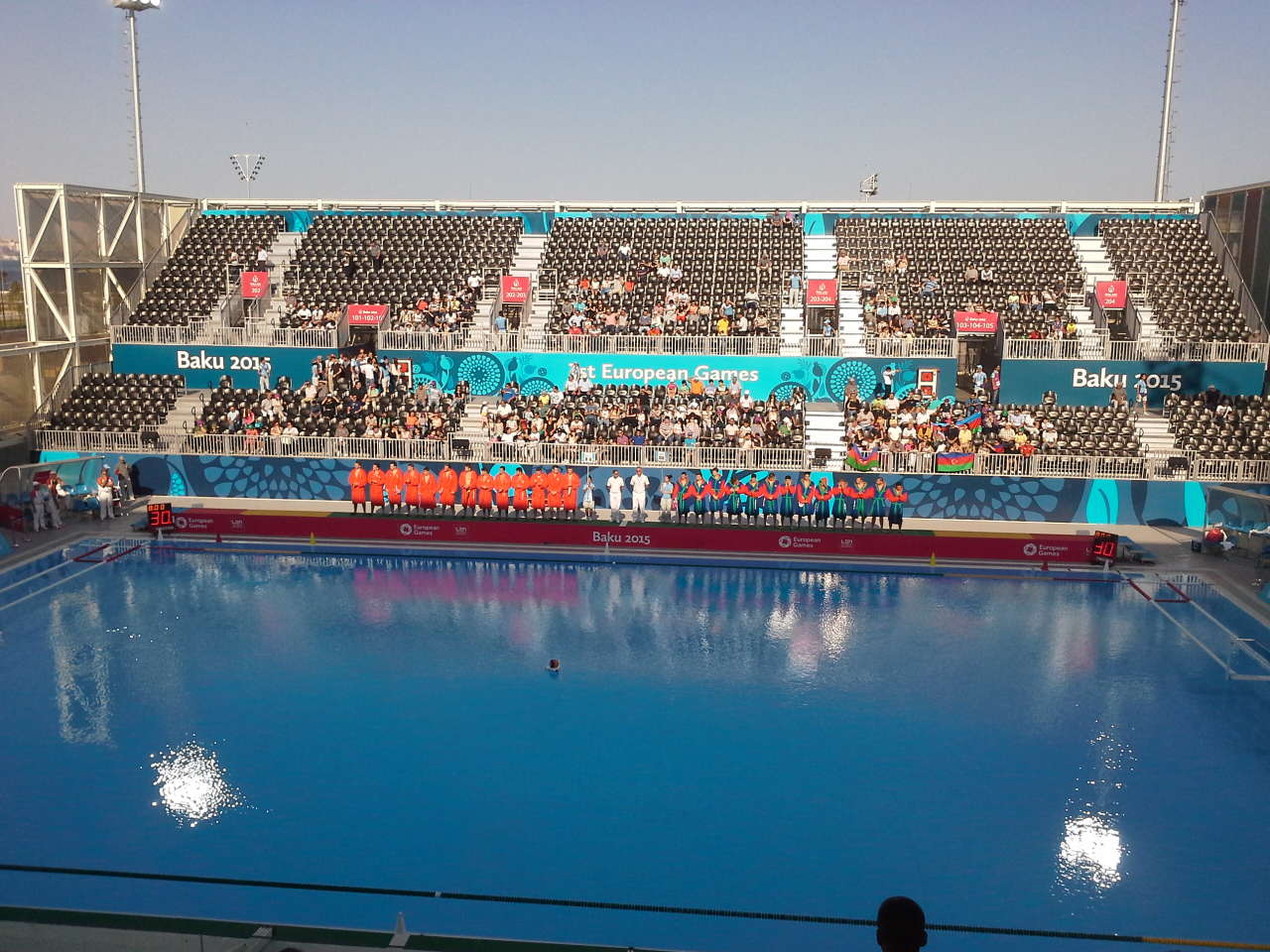 Начался матч по водному поло между сборными Азербайджана и Румынии (ФОТО)