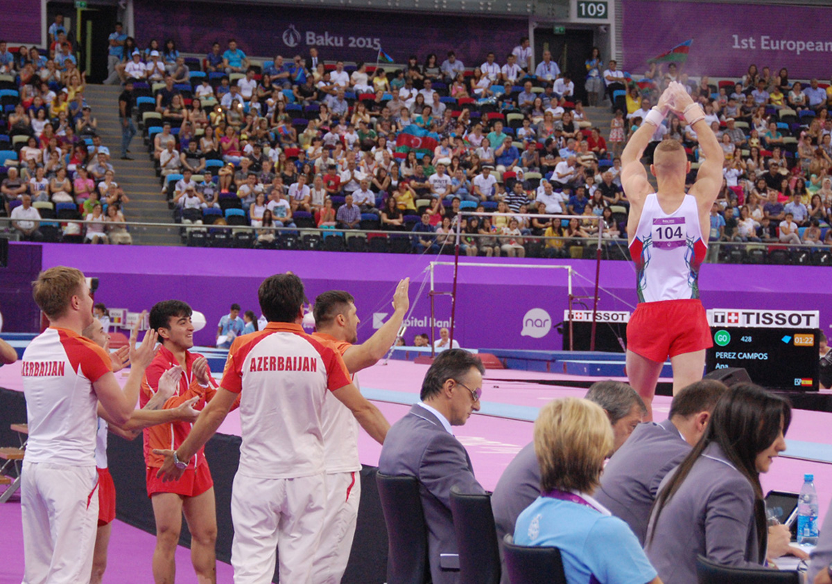 Азербайджанские гимнасты выступают на соревнованиях в рамках Евроигр (ФОТО) (версия 2)