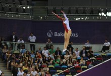 На Евроиграх в Баку продолжаются соревнования по прыжкам на батуте (ФОТО)