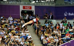 На Евроиграх в Баку продолжаются соревнования по прыжкам на батуте (ФОТО)