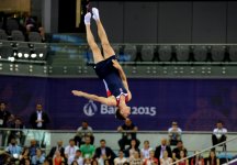 На Евроиграх в Баку продолжаются соревнования по прыжкам на батуте (ФОТО)