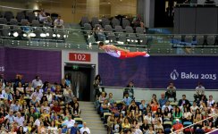 На Евроиграх в Баку продолжаются соревнования по прыжкам на батуте (ФОТО)