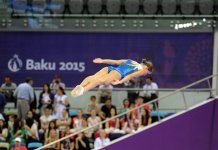 На Евроиграх в Баку продолжаются соревнования по прыжкам на батуте (ФОТО)