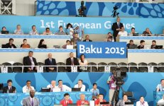 Президент Ильхам Алиев и его супруга Мехрибан Алиева наблюдали за борьбой Айхана Тагизаде за выход в финал соревнований по тхэквондо на Евроиграх (ФОТО)