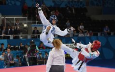 Президент Ильхам Алиев и его супруга Мехрибан Алиева наблюдали за борьбой Айхана Тагизаде за выход в финал соревнований по тхэквондо на Евроиграх (ФОТО)