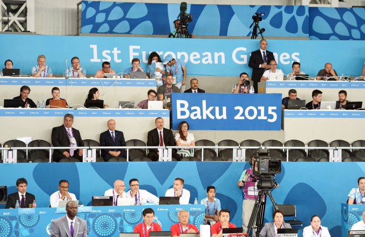 Президент Ильхам Алиев и его супруга Мехрибан Алиева наблюдали за борьбой Айхана Тагизаде за выход в финал соревнований по тхэквондо на Евроиграх (ФОТО)