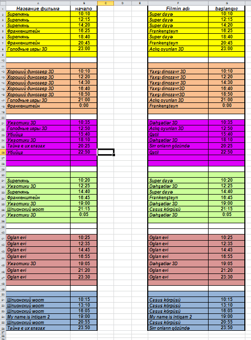 28 Сinema - расписание сеансов фильмов на 4 декабря