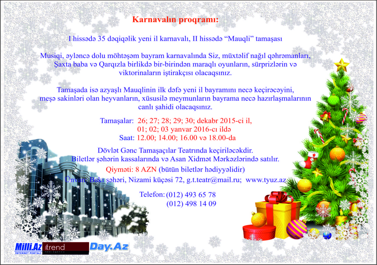 В Баку пройдет Новогодний карнавал с сюрпризами