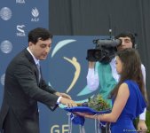 В Баку прошла церемония награждения победителей финалов Кубка мира по прыжкам на батуте (Фоторепортаж)