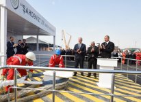 Президент Ильхам Алиев принял участие в церемонии отправки опорного блока платформы в рамках проекта "Шах Дениз-2" (ФОТО)