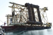 Президент Ильхам Алиев принял участие в церемонии отправки опорного блока платформы в рамках проекта "Шах Дениз-2" (ФОТО)