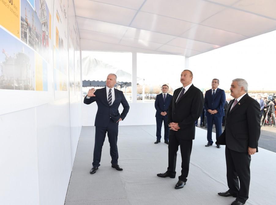Президент Ильхам Алиев принял участие в церемонии отправки опорного блока платформы в рамках проекта "Шах Дениз-2" (ФОТО)