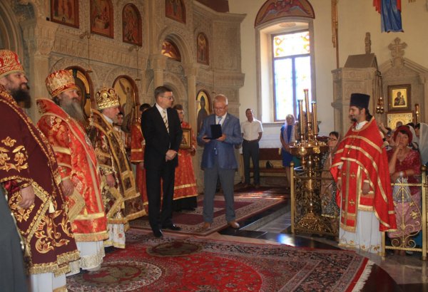 Архиепископу Бакинскому и Азербайджанскому вручен Почетный знак Россотрудничества  (ФОТО)