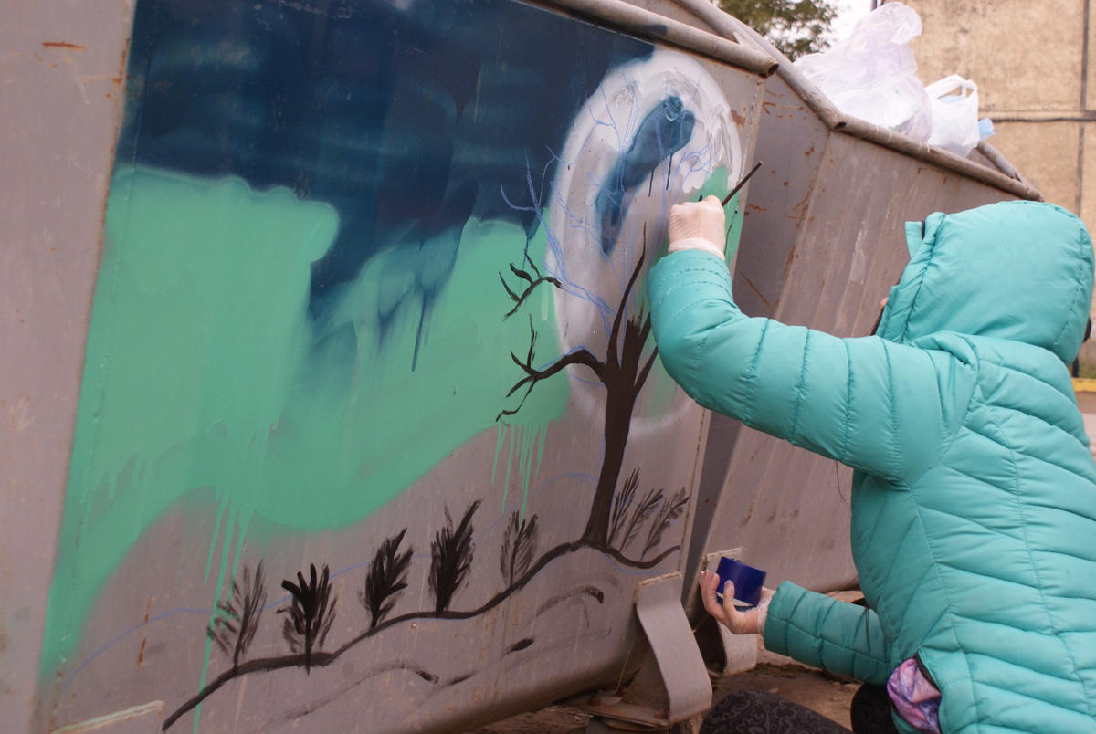 Рисунки на мусорных контейнерах - уличное искусство в Сумгайыте (ФОТО)