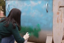 Рисунки на мусорных контейнерах - уличное искусство в Сумгайыте (ФОТО)