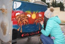 Рисунки на мусорных контейнерах - уличное искусство в Сумгайыте (ФОТО)