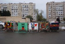 Рисунки на мусорных контейнерах - уличное искусство в Сумгайыте (ФОТО)