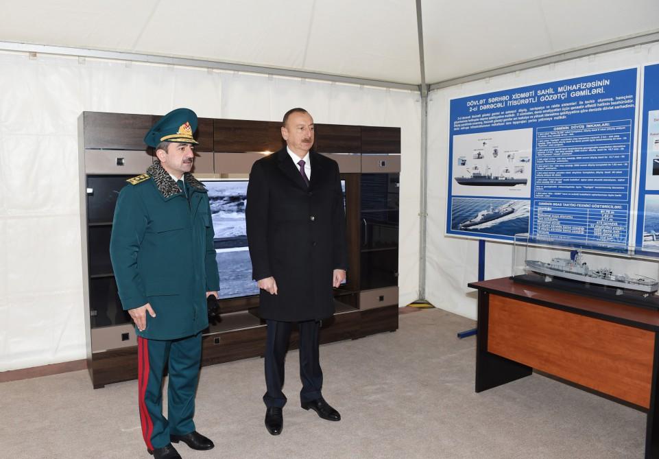 Президент Ильхам Алиев ознакомился с кораблем "Туфан" и новой спецтехникой Береговой охраны Госпогранслужбы  (ФОТО)