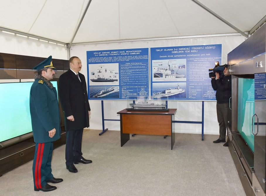 Президент Ильхам Алиев ознакомился с кораблем "Туфан" и новой спецтехникой Береговой охраны Госпогранслужбы  (ФОТО)
