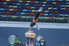 Подиумные тренировки спортивных гимнастов в рамках Игр исламской солидарности в Баку (ФОТОРЕПОРТАЖ)