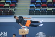 Подиумные тренировки спортивных гимнастов в рамках Игр исламской солидарности в Баку (ФОТОРЕПОРТАЖ)