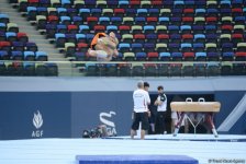 Подиумные тренировки спортивных гимнастов в рамках Игр исламской солидарности в Баку (ФОТОРЕПОРТАЖ)