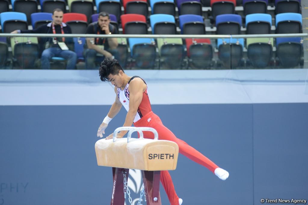 Подиумные тренировки спортивных гимнастов в рамках Игр исламской солидарности в Баку (ФОТОРЕПОРТАЖ)