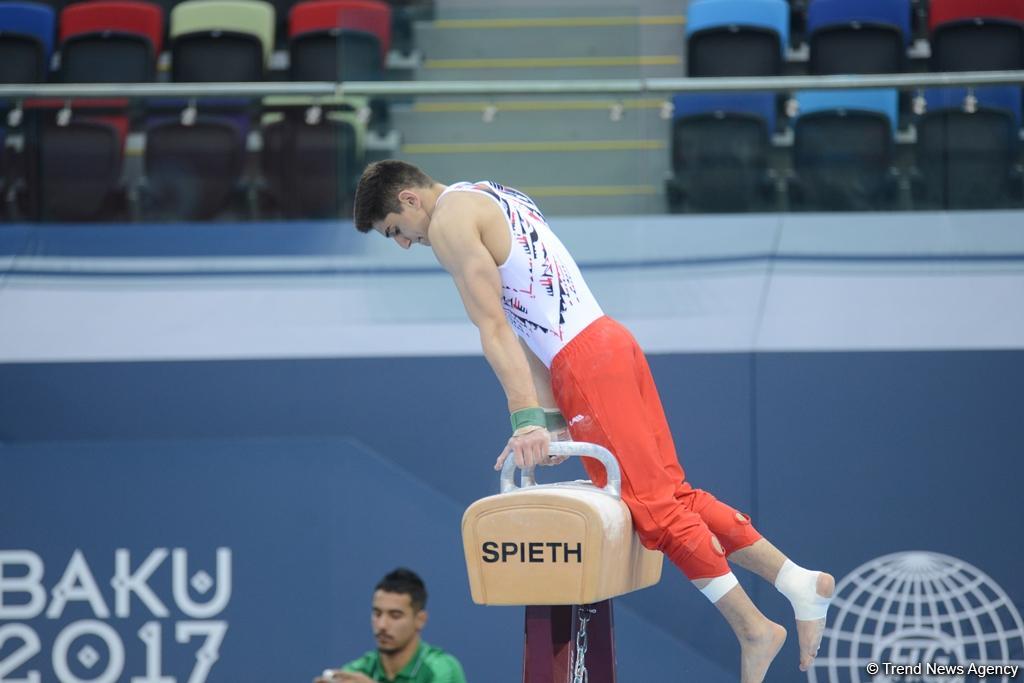 Подиумные тренировки спортивных гимнастов в рамках Игр исламской солидарности в Баку (ФОТОРЕПОРТАЖ)