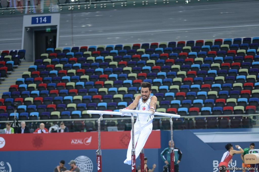Подиумные тренировки спортивных гимнастов в рамках Игр исламской солидарности в Баку (ФОТОРЕПОРТАЖ)