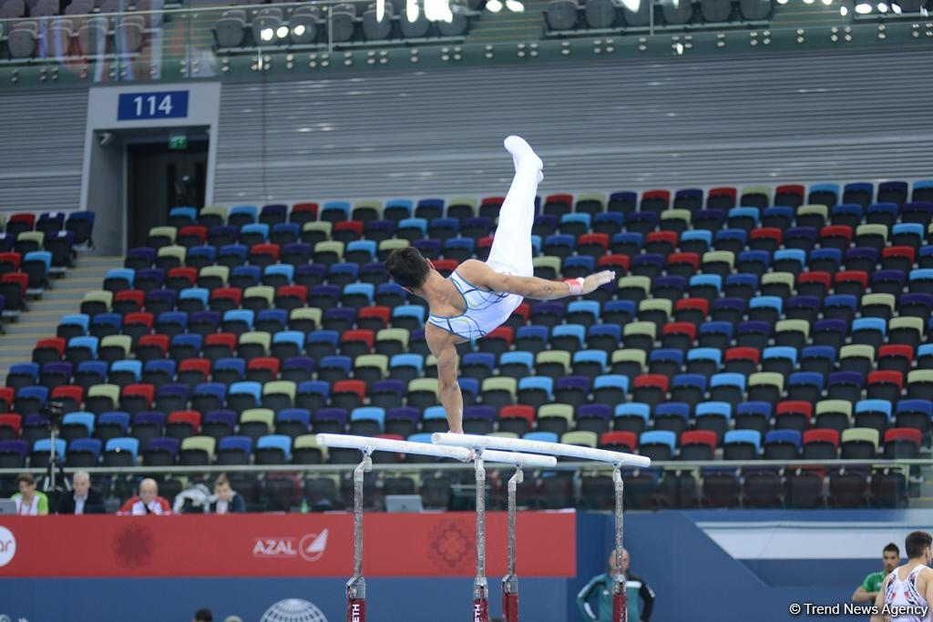 Подиумные тренировки спортивных гимнастов в рамках Игр исламской солидарности в Баку (ФОТОРЕПОРТАЖ)